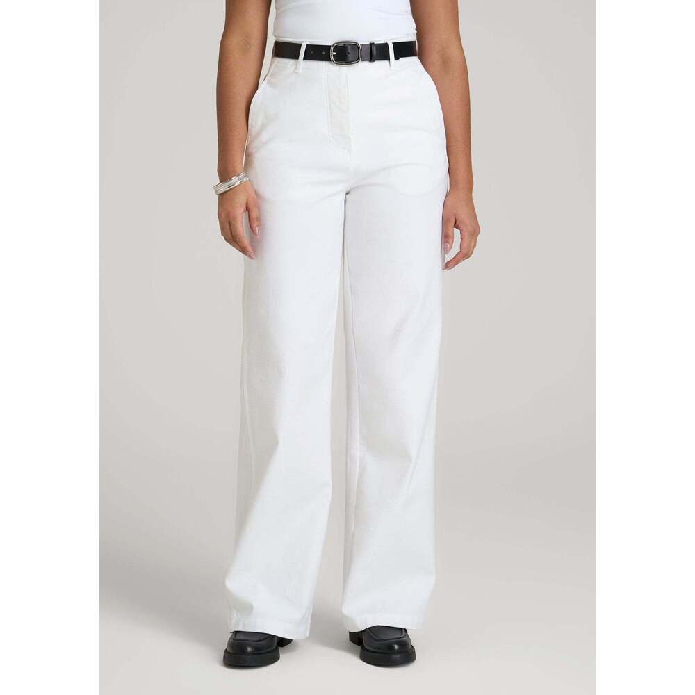 American Tall High Rise Wide Leg Flat Front Chinos White Extra Tall